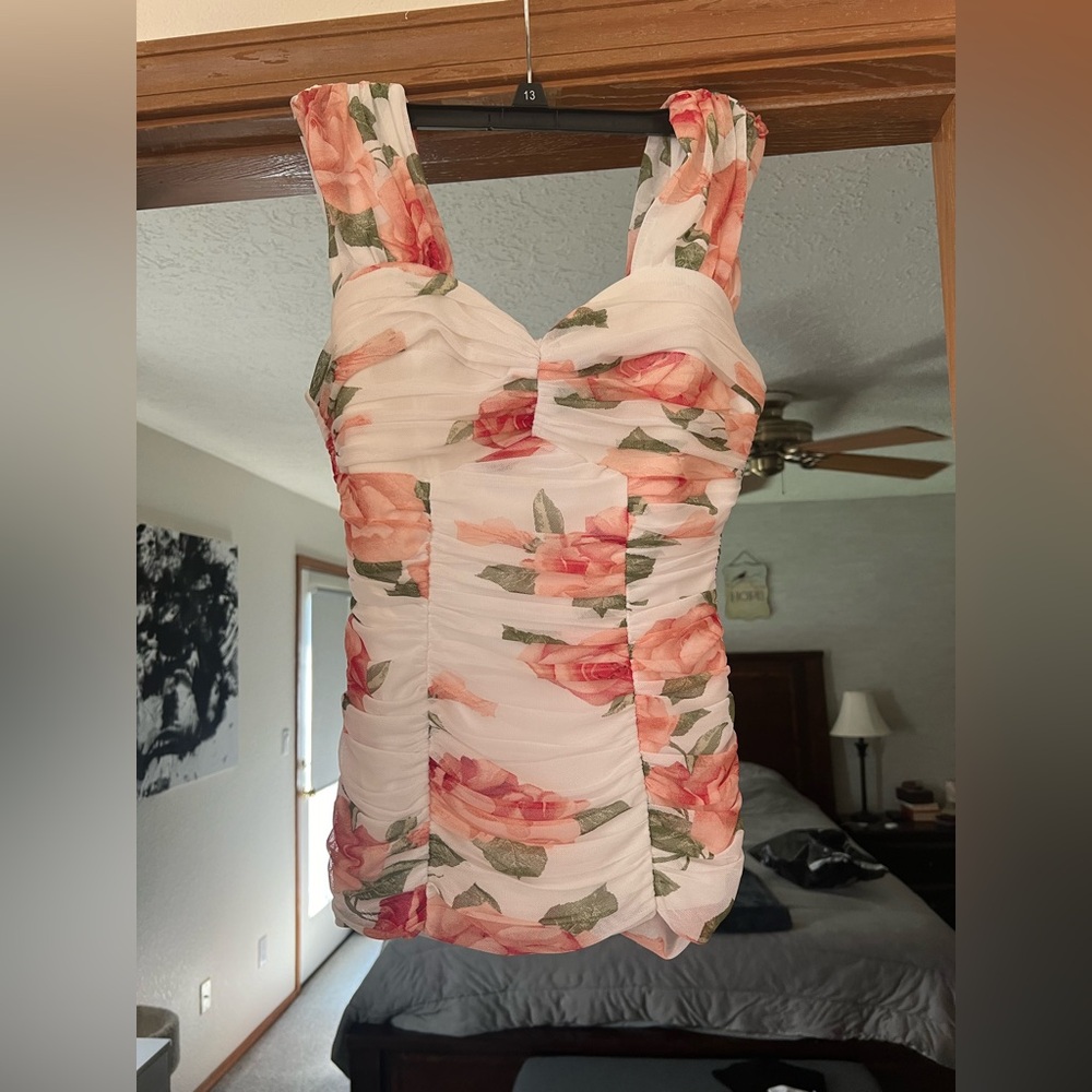 Venus Corset Ruched Top-Rose Pattern|S